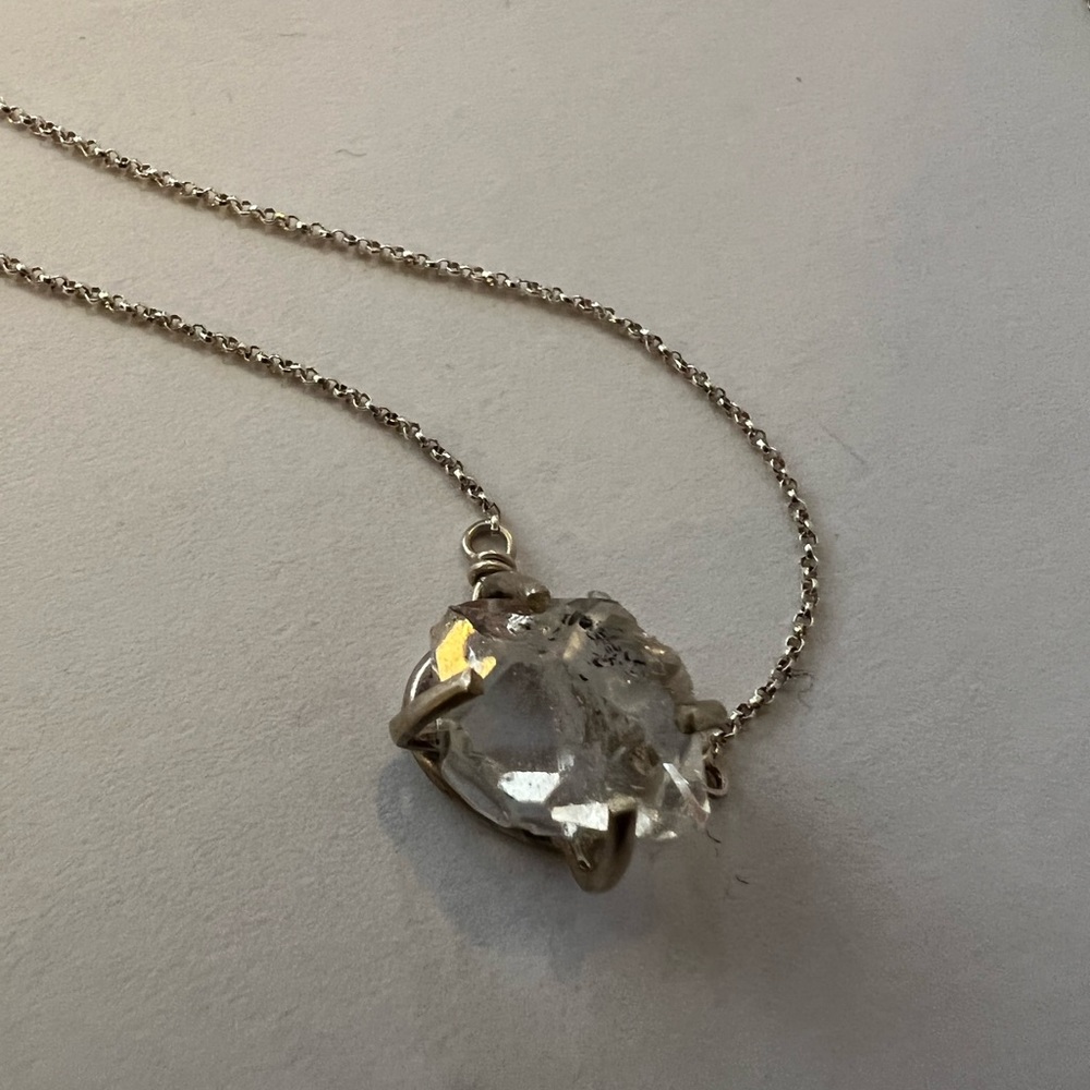 Handmade Large Herkimer Diamond .925 Sterling Silver Necklace